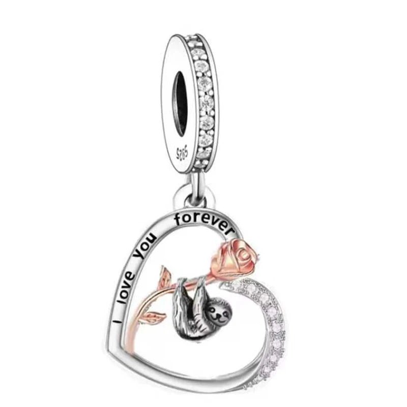 925 Silver Beacon with Pink Heart and Dog Charm - Petscia store