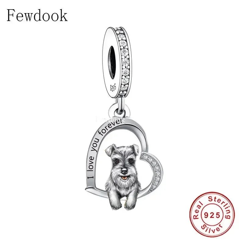 925 Silver Beacon with Pink Heart and Dog Charm - Petscia store