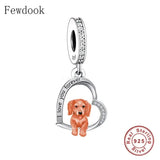 925 Silver Beacon with Pink Heart and Dog Charm - Petscia store