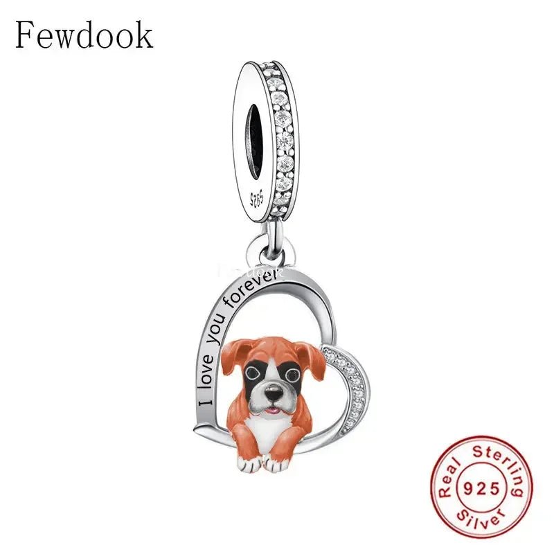 925 Silver Beacon with Pink Heart and Dog Charm - Petscia store