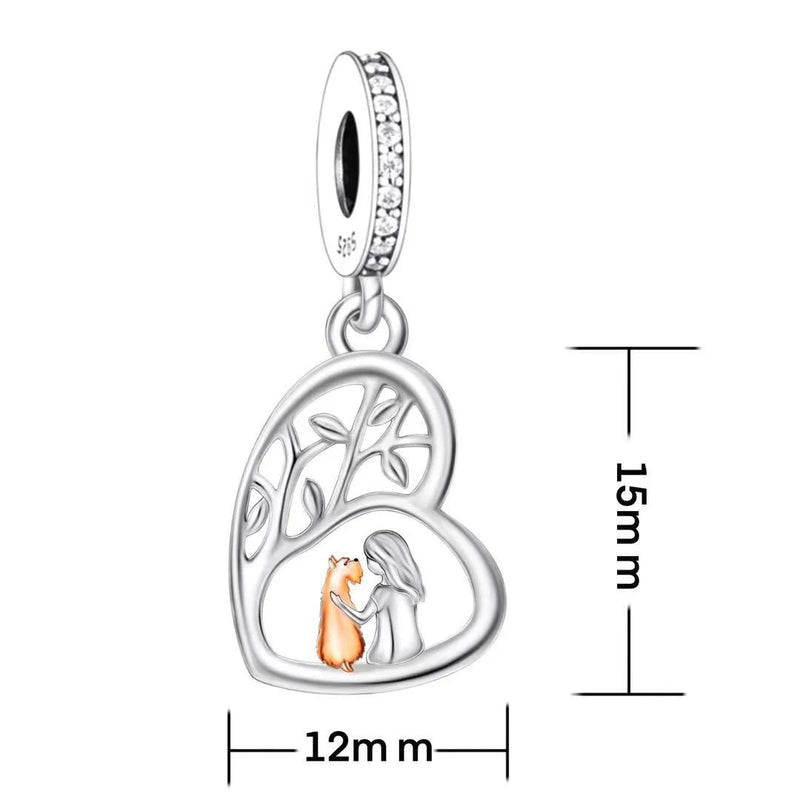 925 Silver Beacon with Pink Heart and Dog Charm - Petscia store