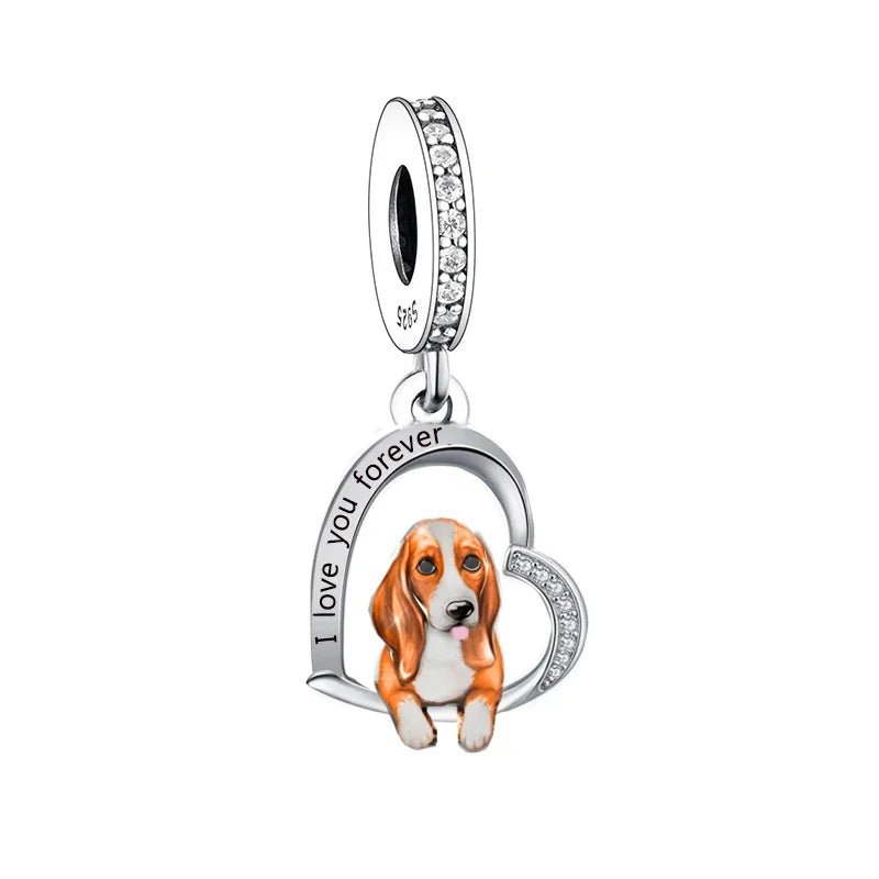 925 Silver Beacon with Pink Heart and Dog Charm - Petscia store