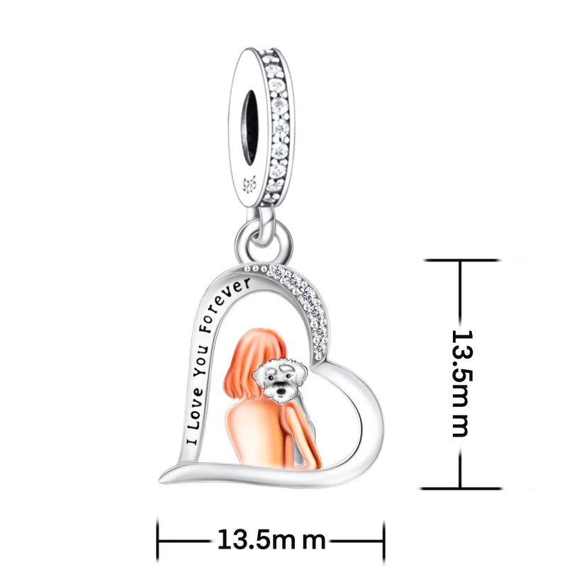 925 Silver Beacon with Pink Heart and Dog Charm - Petscia store