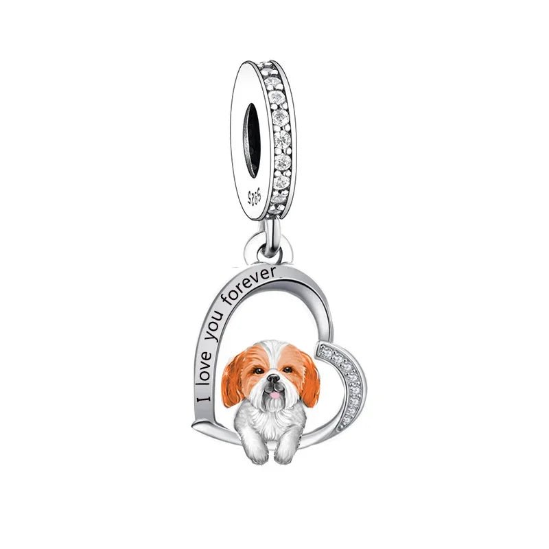 925 Silver Beacon with Pink Heart and Dog Charm - Petscia store