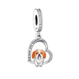 925 Silver Beacon with Pink Heart and Dog Charm - Petscia store