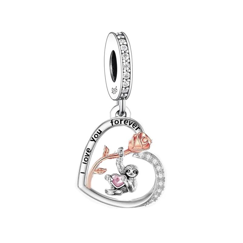 925 Silver Beacon with Pink Heart and Dog Charm - Petscia store