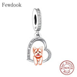 925 Silver Beacon with Pink Heart and Dog Charm - Petscia store