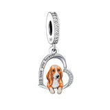 925 Silver Beacon with Pink Heart and Dog Charm - Petscia store