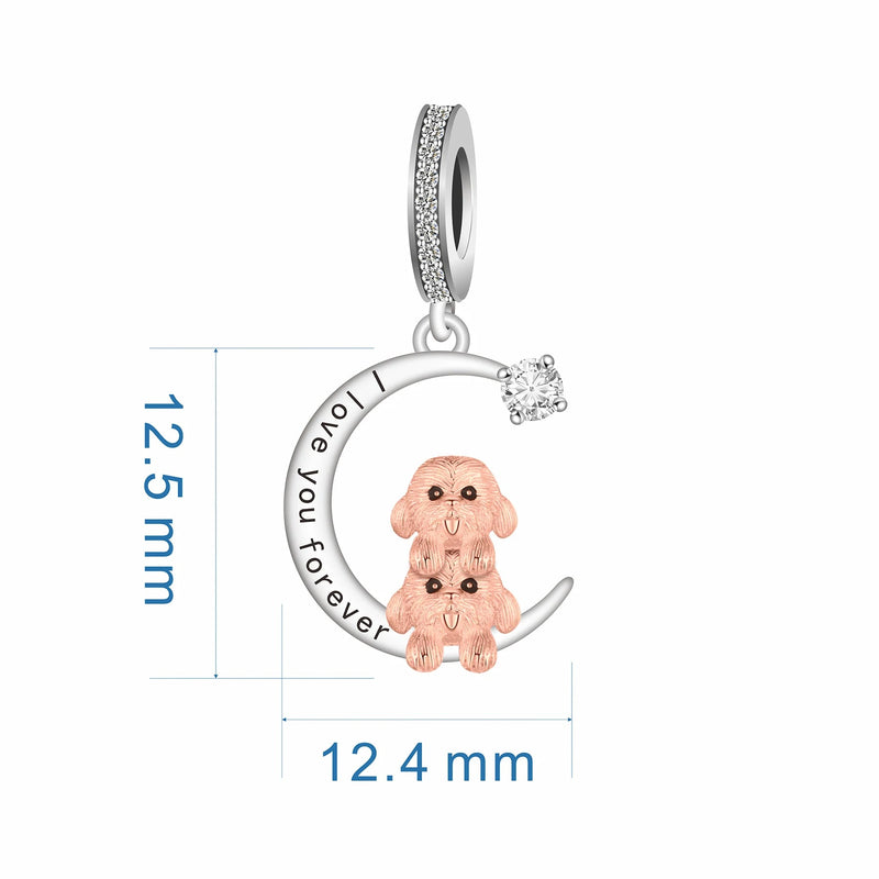 925 Silver Beacon with Pink Heart and Dog Charm - Petscia store