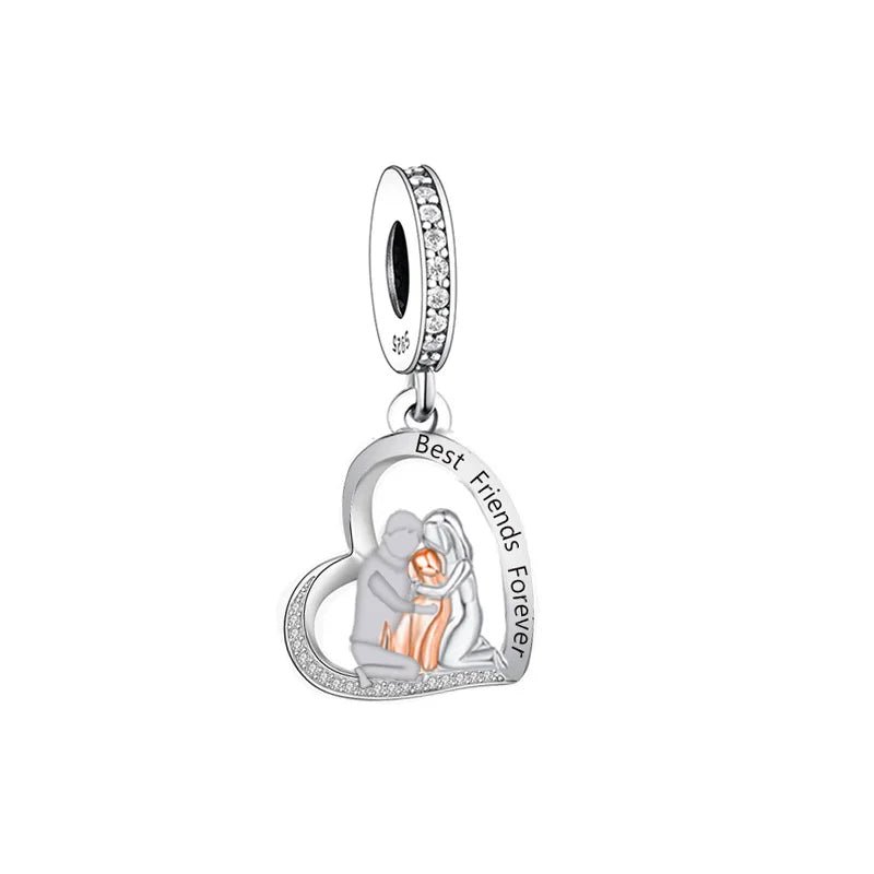 925 Silver Beacon with Pink Heart and Dog Charm - Petscia store