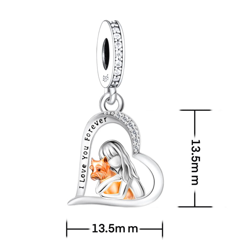 925 Silver Beacon with Pink Heart and Dog Charm - Petscia store