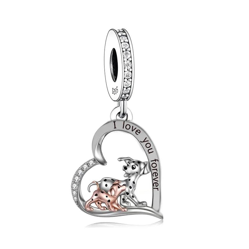 925 Silver Beacon with Pink Heart and Dog Charm - Petscia store