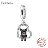 925 Silver Beacon with Pink Heart and Dog Charm - Petscia store