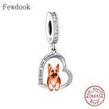 925 Silver Beacon with Pink Heart and Dog Charm - Petscia store