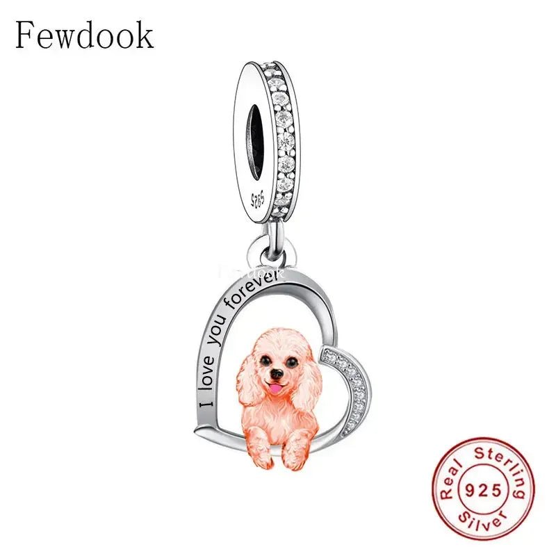 925 Silver Beacon with Pink Heart and Dog Charm - Petscia store