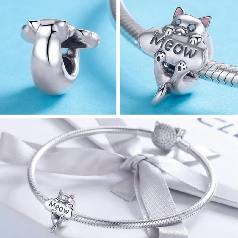 Meow Cat Charm in Genuine 925 Sterling Silver (4)