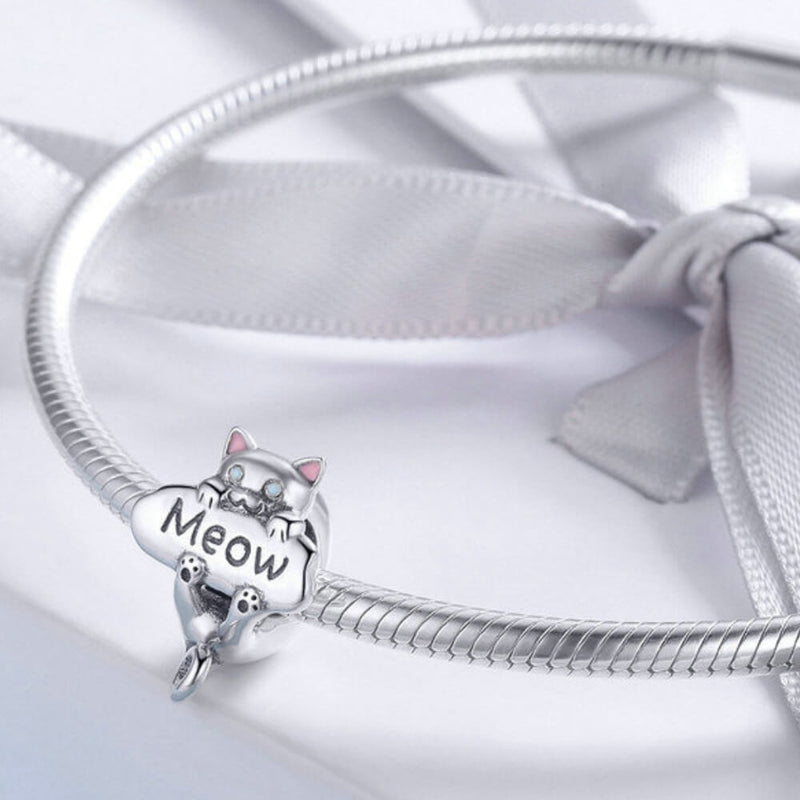 Meow Cat Charm in Genuine 925 Sterling Silver (5)