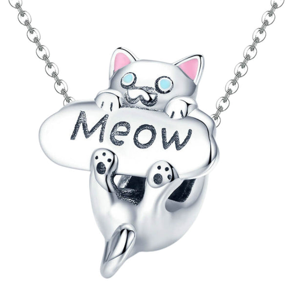 Meow Cat Charm in Genuine 925 Sterling Silver (7)