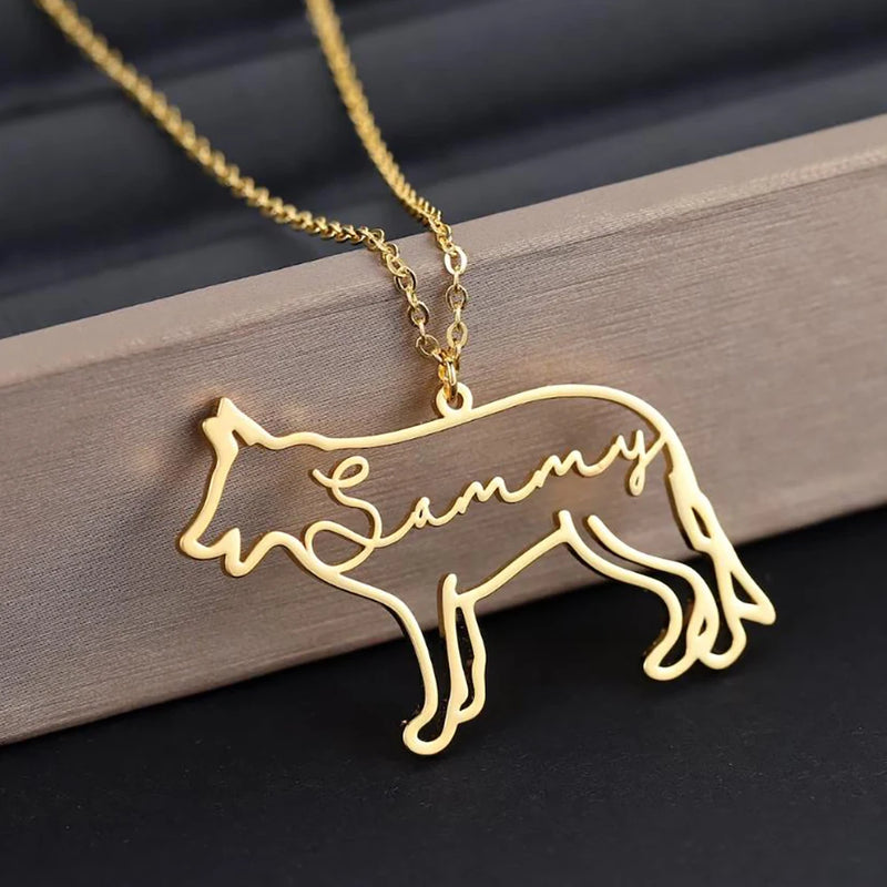 Custom Dog Shape Name Necklace