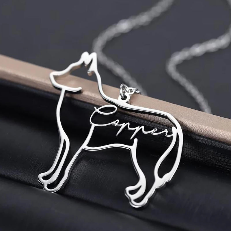 Custom Dog Shape Name Necklace