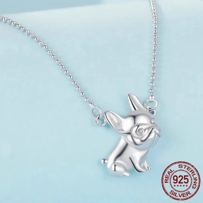 925 Sterling Silver French Bulldog Pendant Necklace