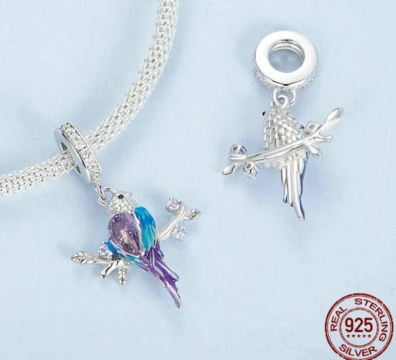 925 Sterling Silver Colorful Kingfisher Charm