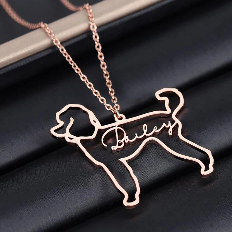 Custom Dog Shape Name Necklace