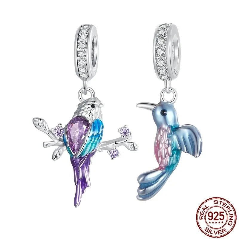 925 Sterling Silver Colorful Kingfisher Charm