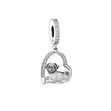 925 Silver Beacon with Pink Heart and Dog Charm - Petscia store