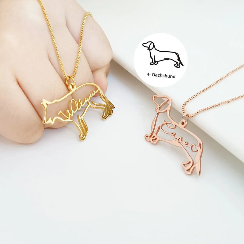 Custom Cat Shape Name Necklace