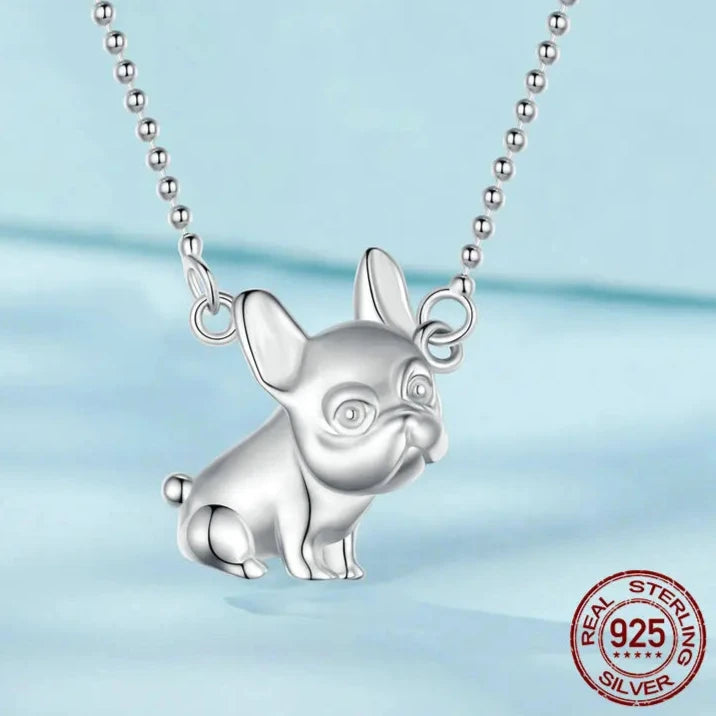 925 Sterling Silver French Bulldog Pendant Necklace