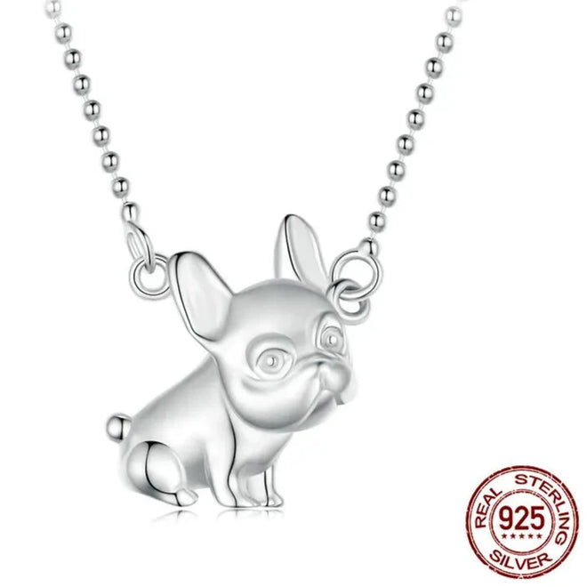 925 Sterling Silver French Bulldog Pendant Necklace