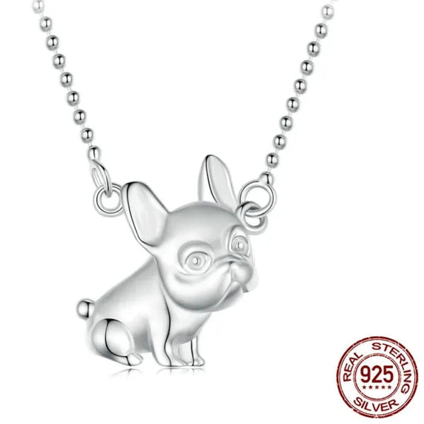 925 Sterling Silver French Bulldog Pendant Necklace