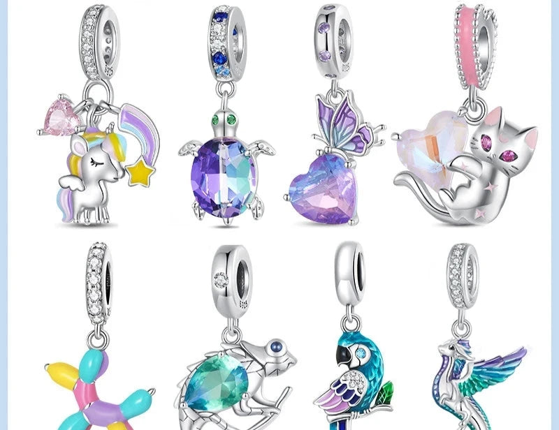 925 Sterling Silver Rainbow Unicorn Charm Pendant