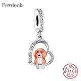 925 Silver Beacon with Pink Heart and Dog Charm - Petscia store