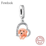 925 Silver Beacon with Pink Heart and Dog Charm - Petscia store