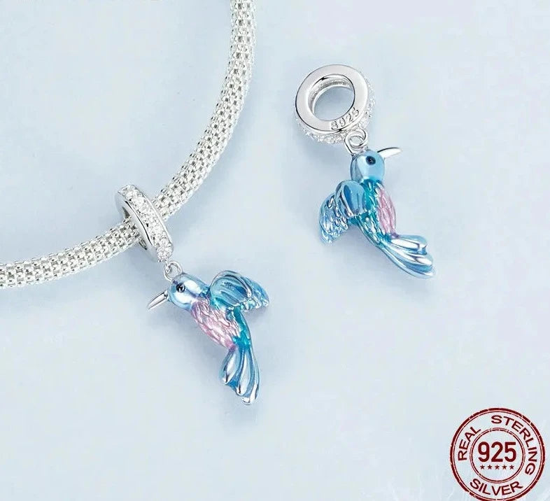 925 Sterling Silver Colorful Kingfisher Charm