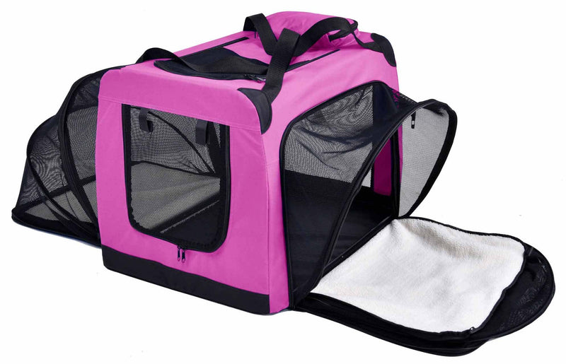 Expandable double-sided folding bag for dogs.