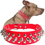 Dog Collar with Adjustable Microfiber Leather Spikes