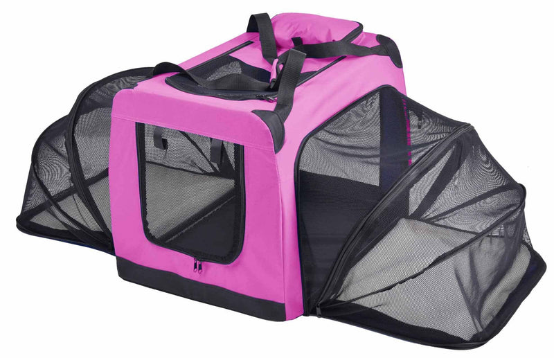 Expandable double-sided folding bag for dogs.