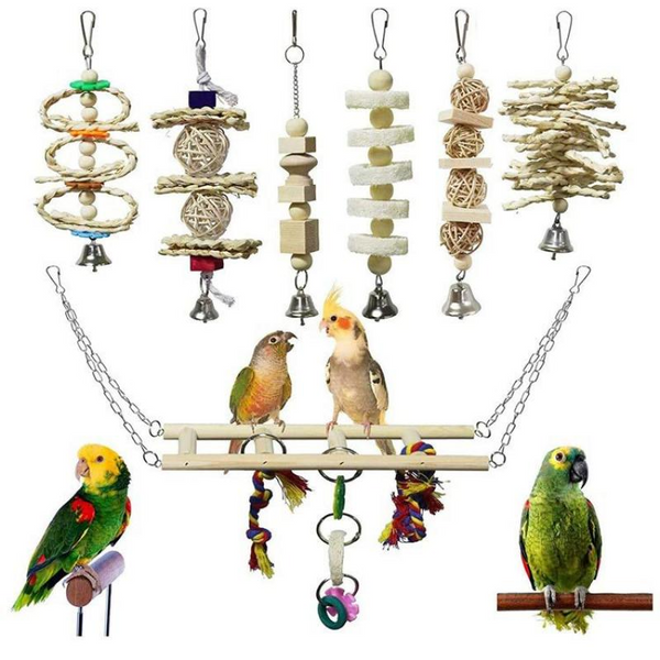 Natural Wooden Bird Cage Chewing Toy