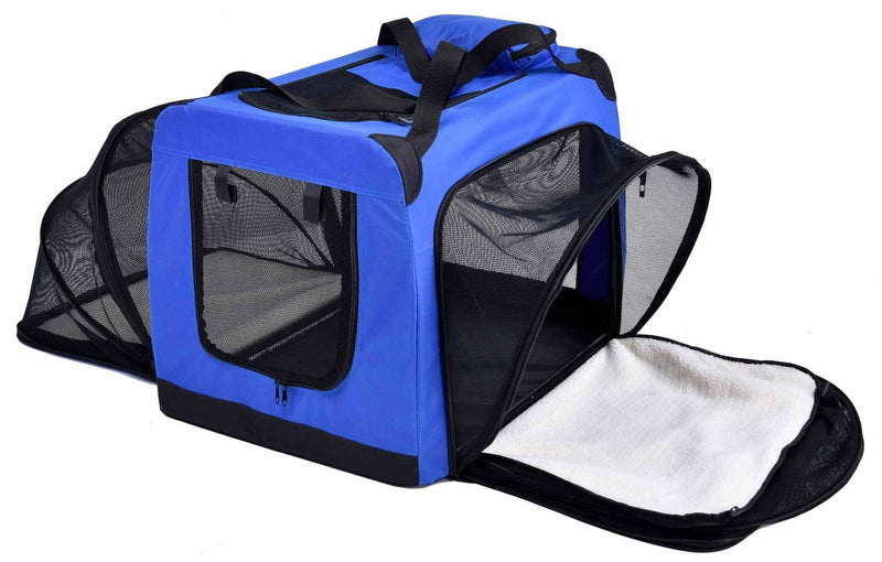 Expandable double-sided folding bag for dogs.