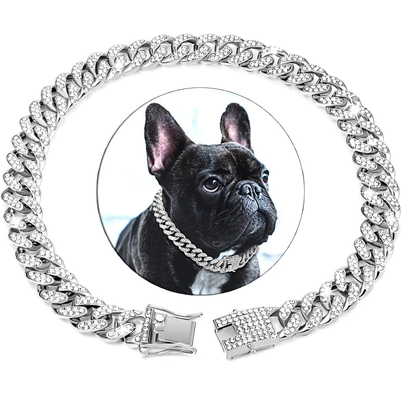 Safe metal collar with crystal for dog