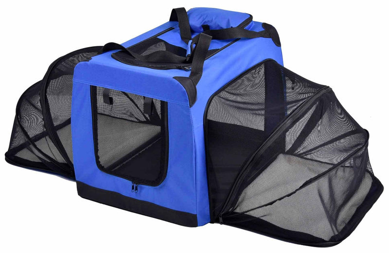 Expandable double-sided folding bag for dogs.