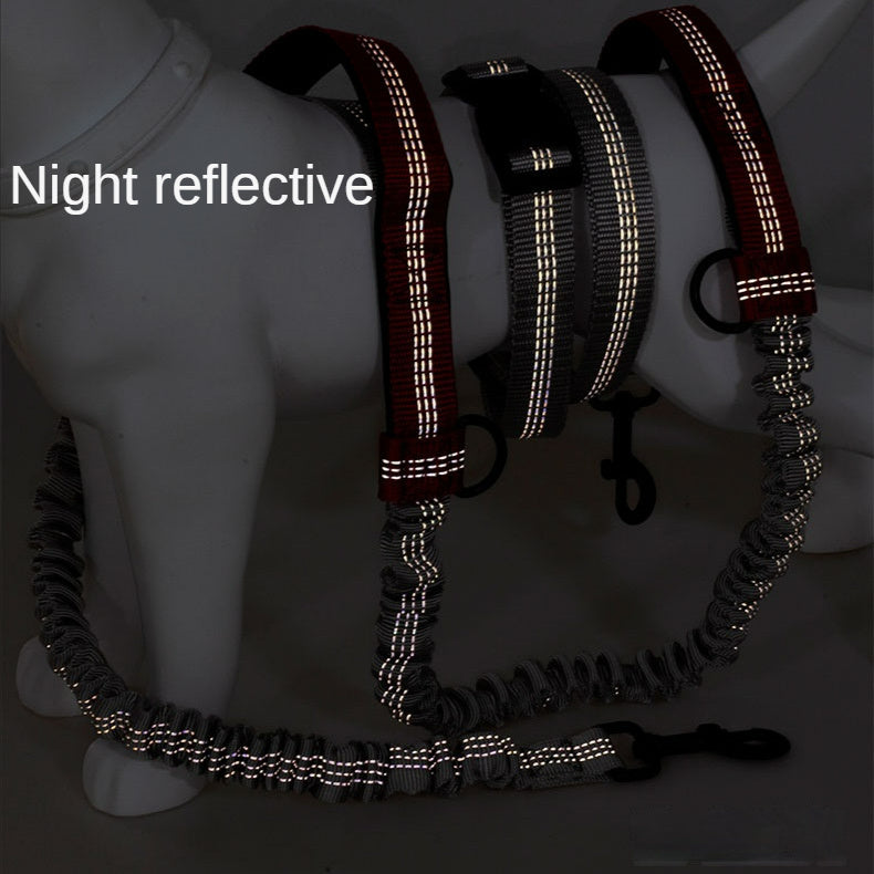 Hands Free Dog Leash.Durable Double Handle Waist Leash with Reflective Elastic for Running