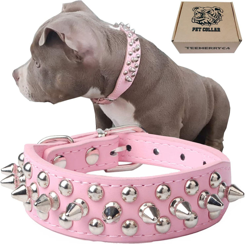 Dog Collar with Adjustable Microfiber Leather Spikes