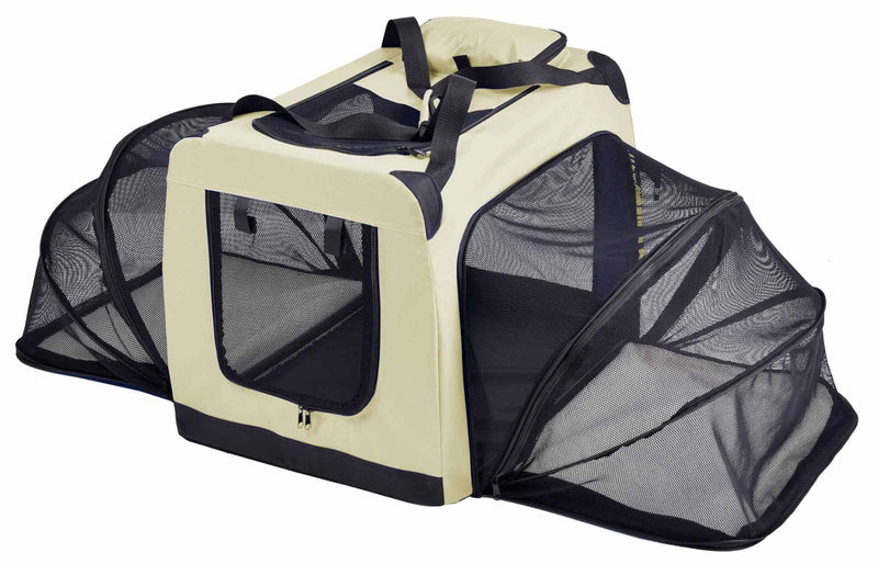 Expandable double-sided folding bag for dogs.