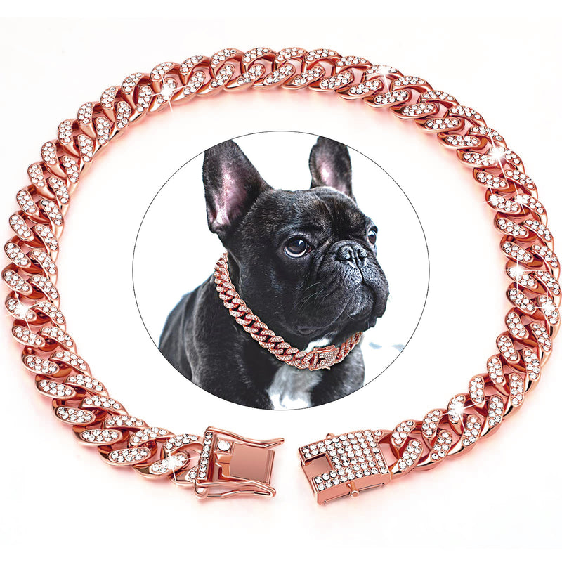 Safe metal collar with crystal for dog