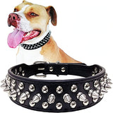 Dog Collar with Adjustable Microfiber Leather Spikes