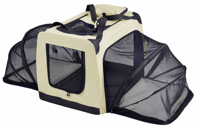 Expandable double-sided folding bag for dogs.